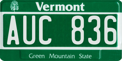 VT license plate AUC836