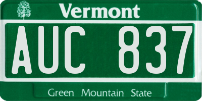 VT license plate AUC837
