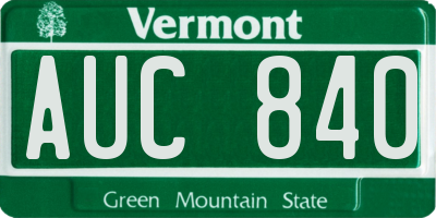 VT license plate AUC840