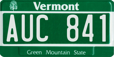 VT license plate AUC841