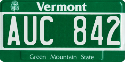 VT license plate AUC842