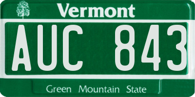 VT license plate AUC843