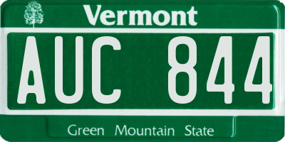 VT license plate AUC844