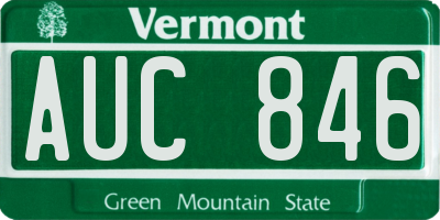 VT license plate AUC846