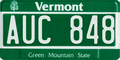VT license plate AUC848