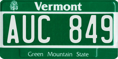 VT license plate AUC849