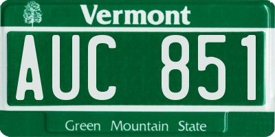 VT license plate AUC851