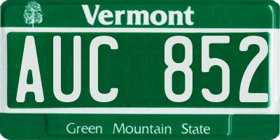 VT license plate AUC852