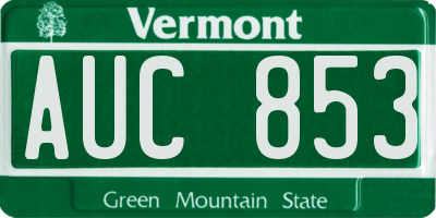 VT license plate AUC853