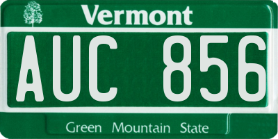 VT license plate AUC856