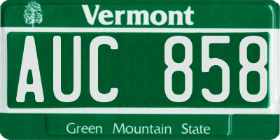 VT license plate AUC858