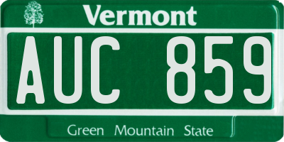 VT license plate AUC859