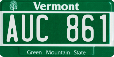 VT license plate AUC861