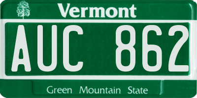 VT license plate AUC862