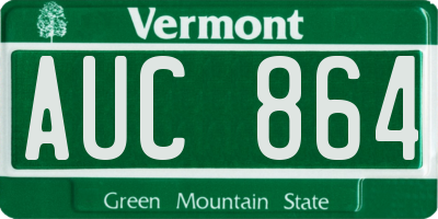 VT license plate AUC864