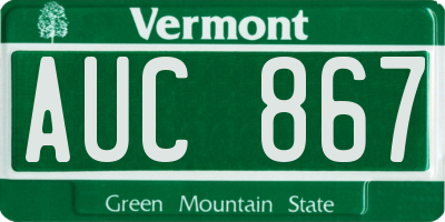 VT license plate AUC867