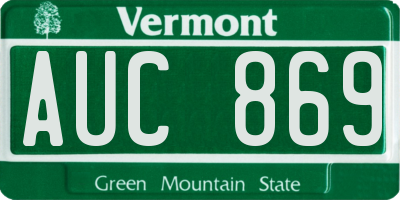 VT license plate AUC869