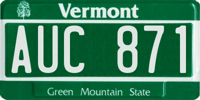 VT license plate AUC871