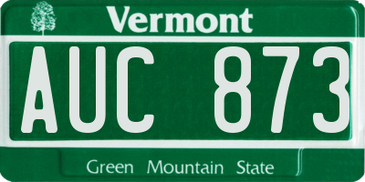 VT license plate AUC873