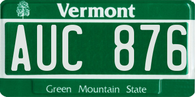 VT license plate AUC876