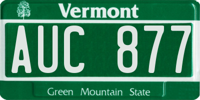 VT license plate AUC877