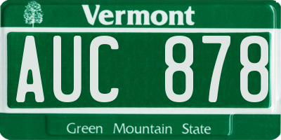 VT license plate AUC878