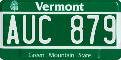 VT license plate AUC879