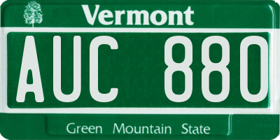 VT license plate AUC880