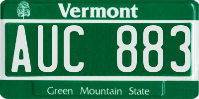 VT license plate AUC883