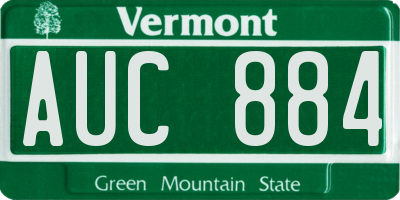 VT license plate AUC884