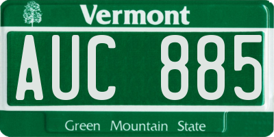 VT license plate AUC885