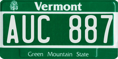 VT license plate AUC887