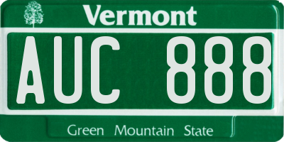 VT license plate AUC888