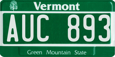 VT license plate AUC893