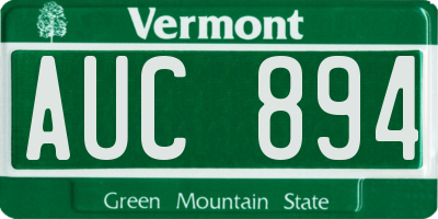 VT license plate AUC894
