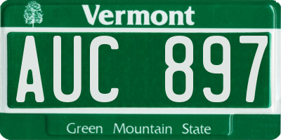 VT license plate AUC897
