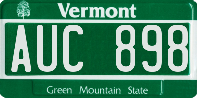 VT license plate AUC898