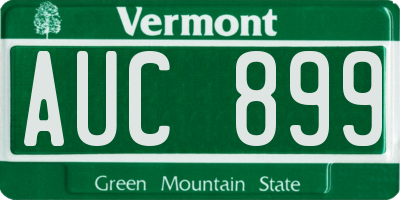 VT license plate AUC899