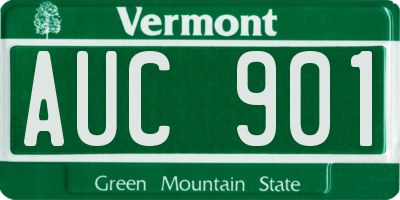 VT license plate AUC901