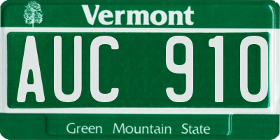 VT license plate AUC910