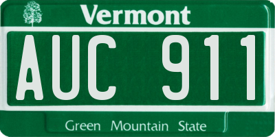 VT license plate AUC911