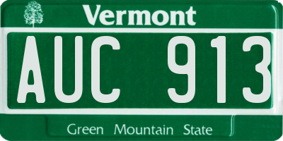 VT license plate AUC913