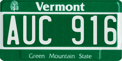 VT license plate AUC916