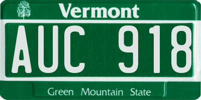 VT license plate AUC918