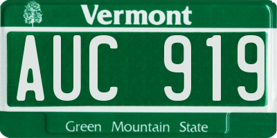 VT license plate AUC919