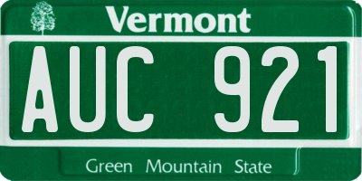 VT license plate AUC921