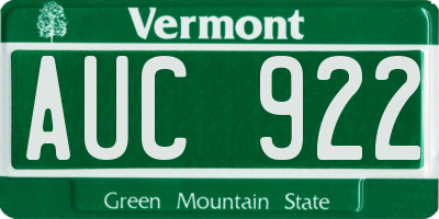 VT license plate AUC922
