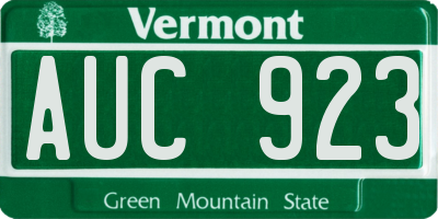 VT license plate AUC923