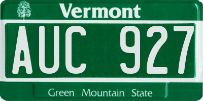 VT license plate AUC927