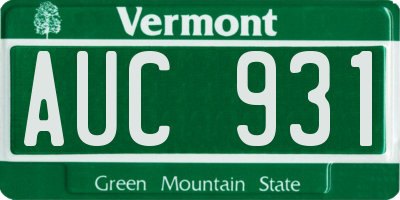 VT license plate AUC931